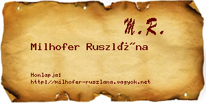 Milhofer Ruszlána névjegykártya